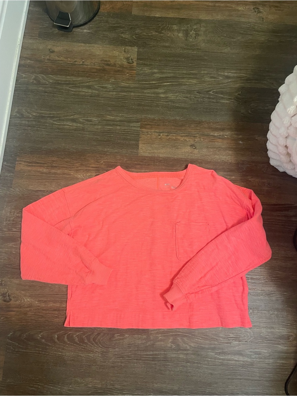 Aerie coral Pink Cropped Long Sleeve Pocket Top